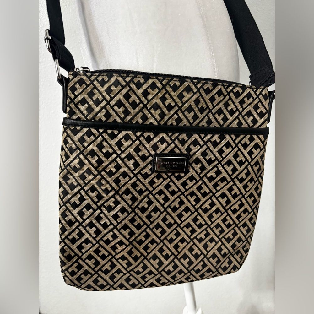 Tommy Hilfiger Signature Monogram Y2K All Over Print Canvas Crossbody Travel Bag